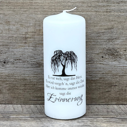 Kerze Trauer, Erinnerung - Trauerweide