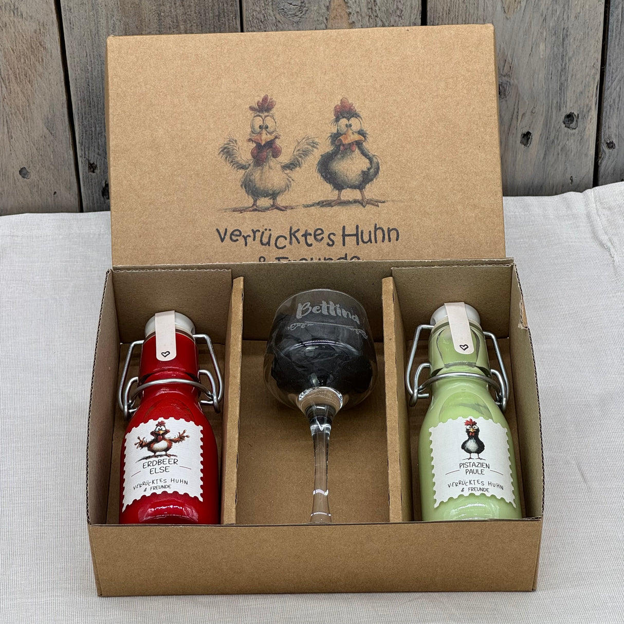 Eierlikörpaket, inkl. 2 Sorten Eierlikör und einem Glas, personalisierbar
