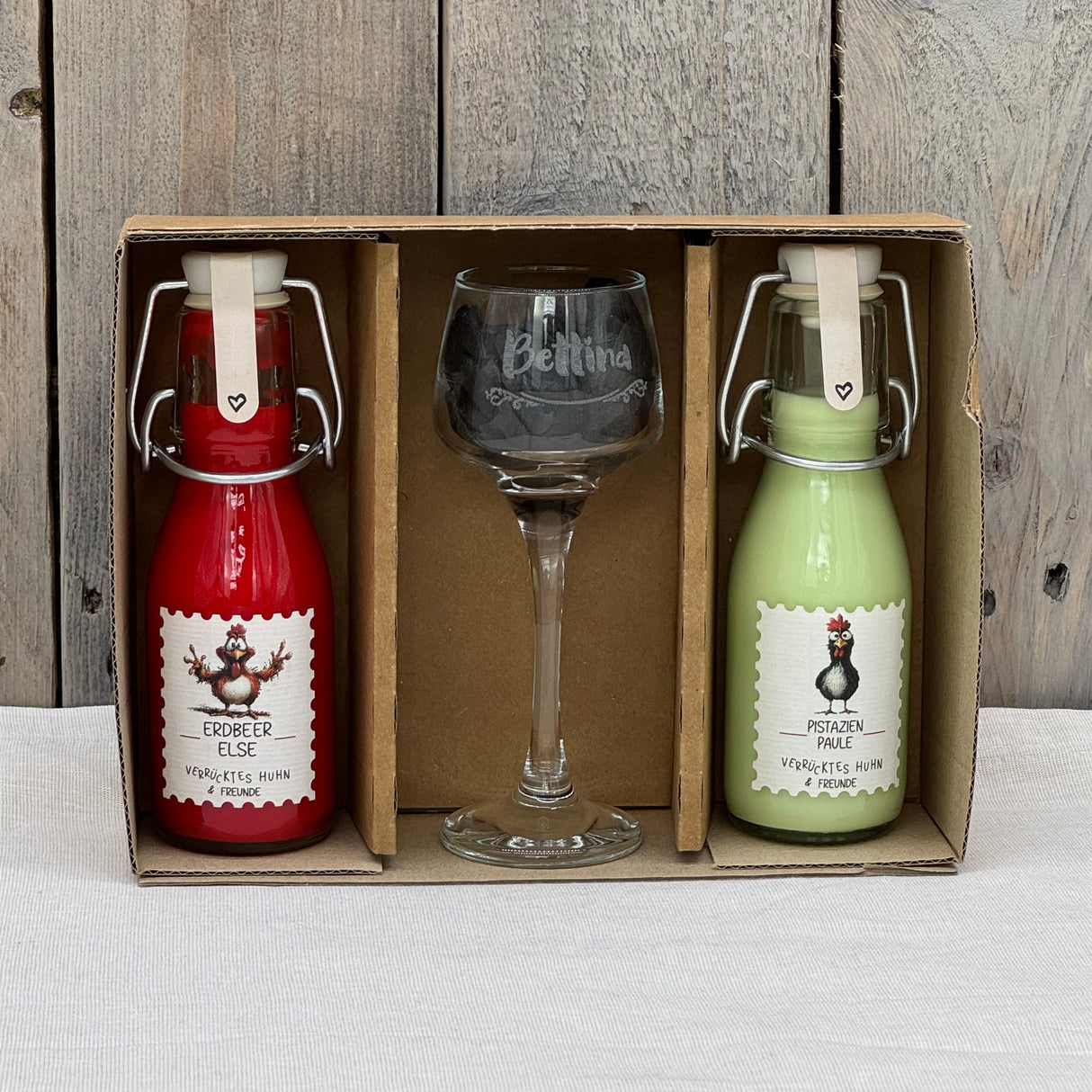Eierlikörpaket, inkl. 2 Sorten Eierlikör und einem Glas, personalisierbar