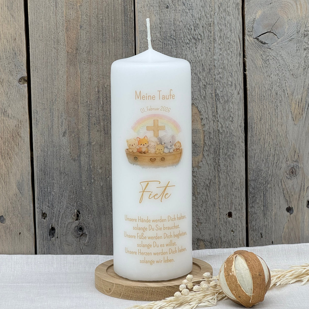 Personalisierte Taufkerze - Arche