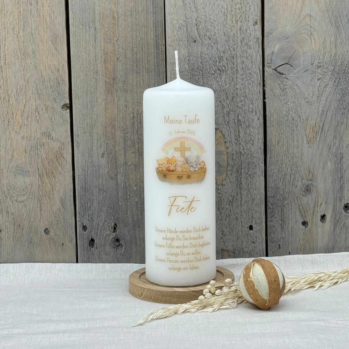 Personalisierte Taufkerze - Arche