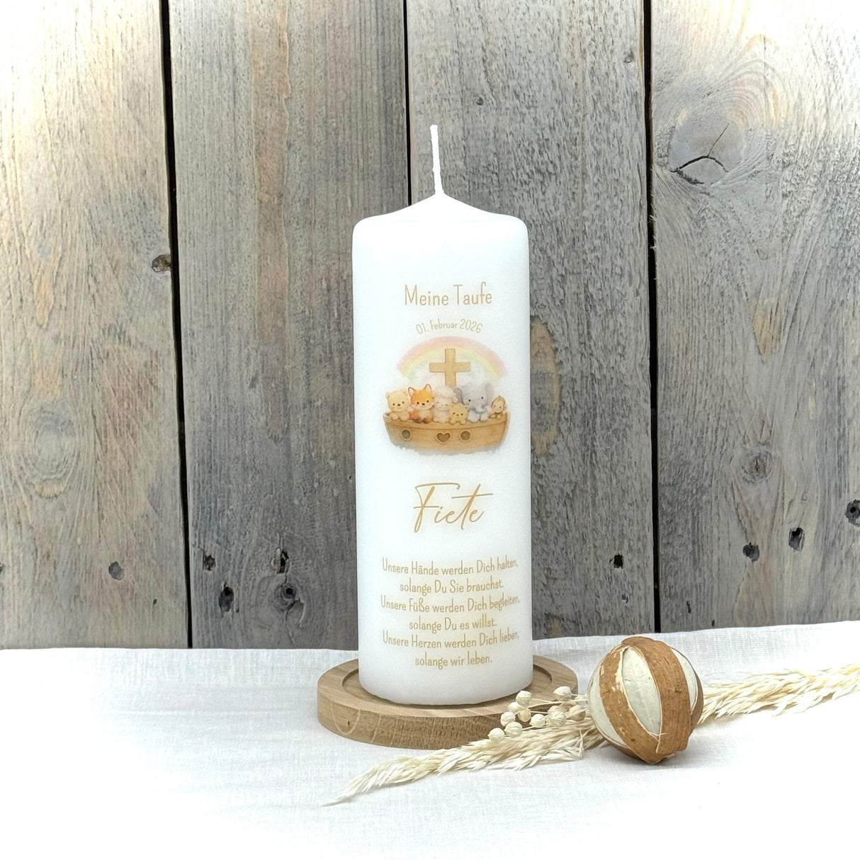 Personalisierte Taufkerze - Arche
