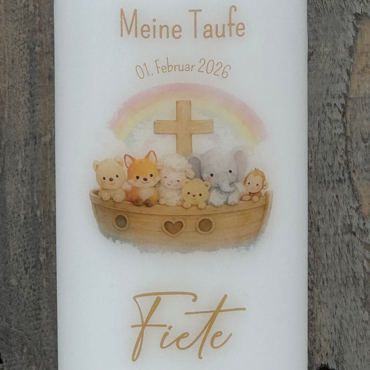 Personalisierte Taufkerze - Arche