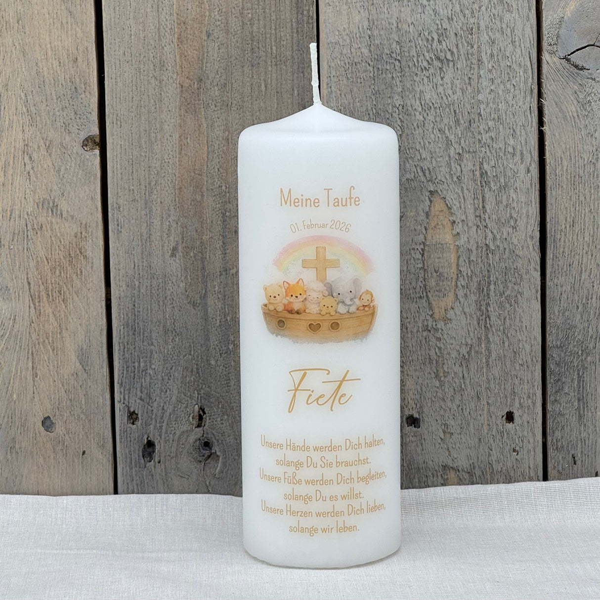 Personalisierte Taufkerze - Arche