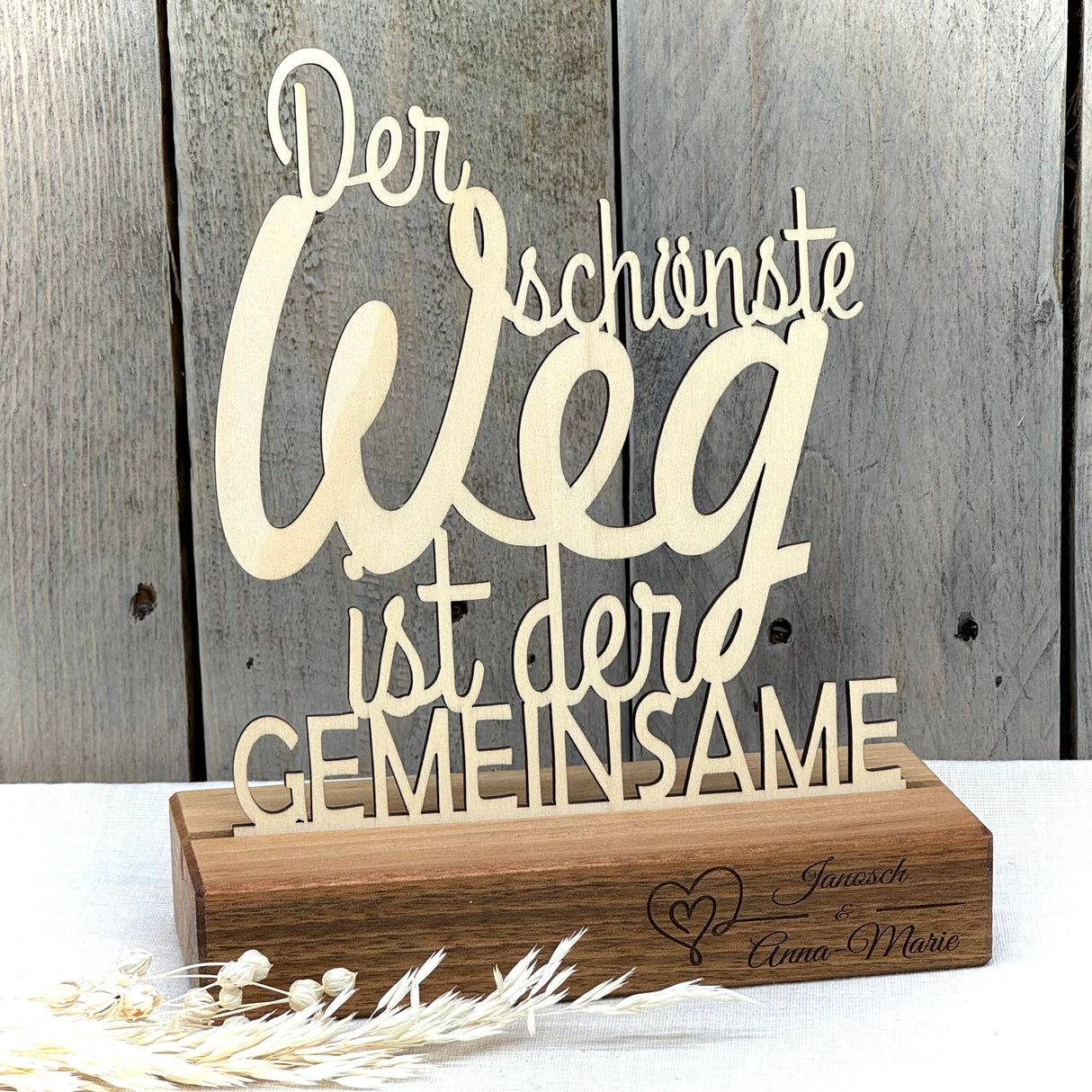 Personalisierter Deko-Aufsteller aus Holz – Der schönste Weg ist der Gemeinsame