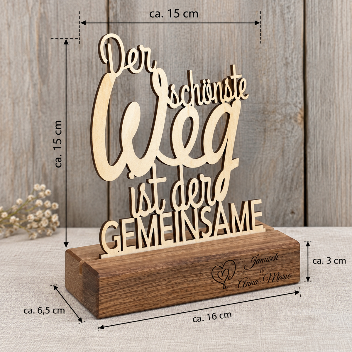 Personalisierter Deko-Aufsteller aus Holz – Der schönste Weg ist der Gemeinsame