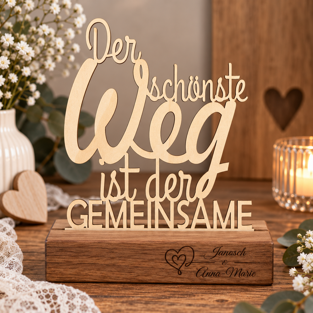 Personalisierter Deko-Aufsteller aus Holz – Der schönste Weg ist der Gemeinsame