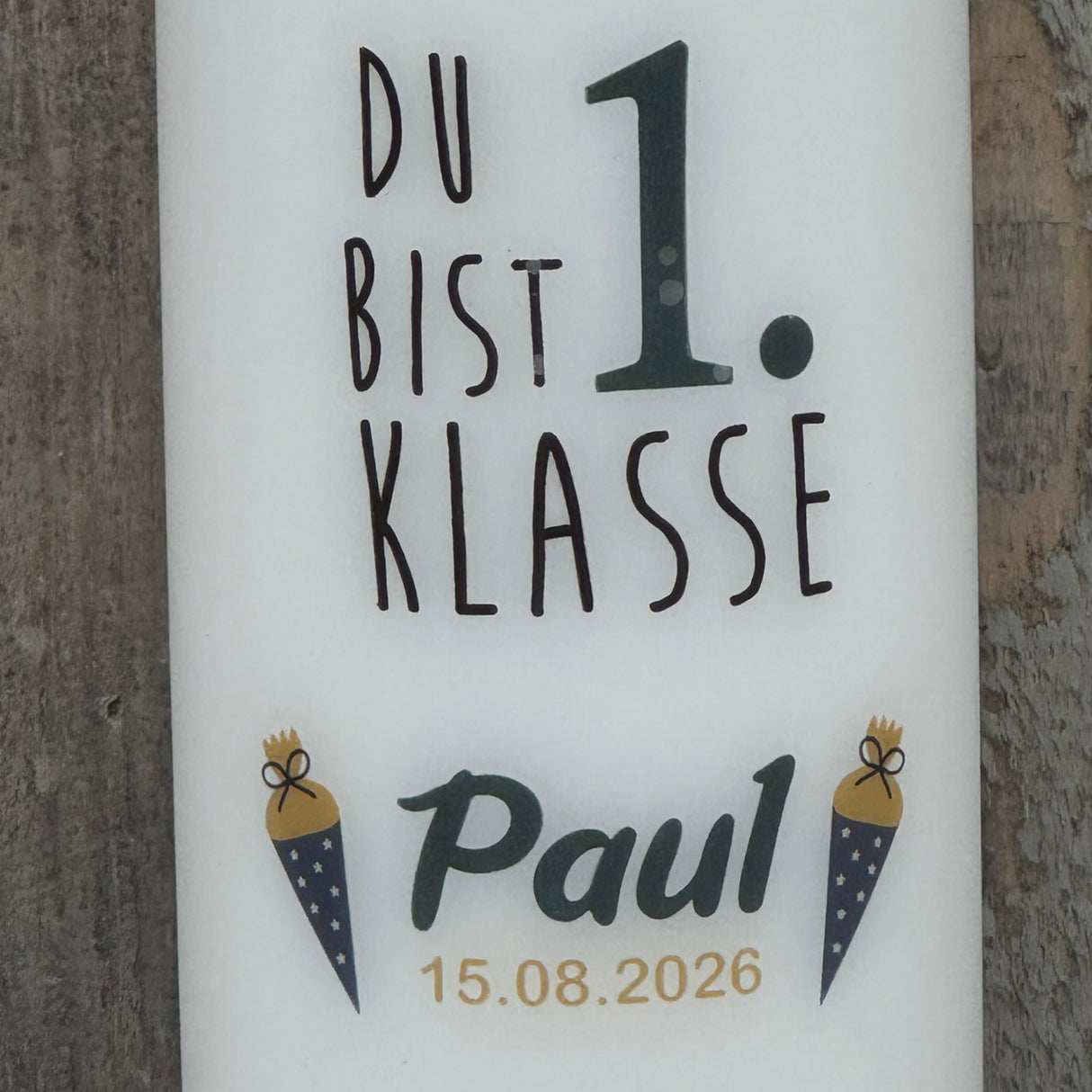Kerze zur Einschulung - Du bist 1. Klasse