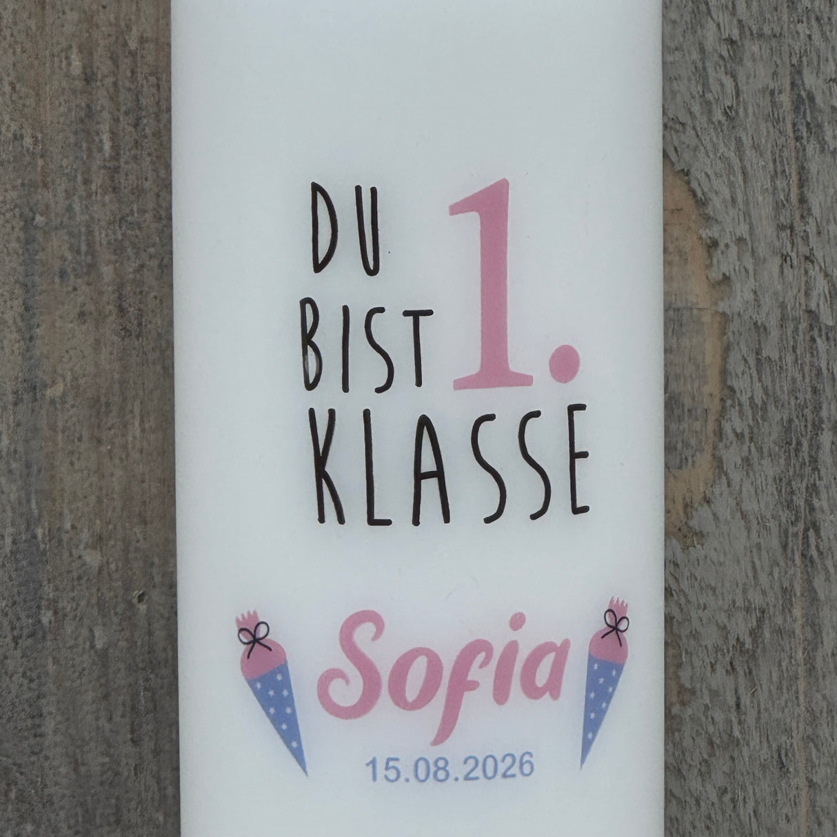 Kerze zur Einschulung - Du bist 1. Klasse