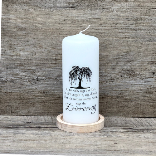 Kerze Trauer, Erinnerung - Trauerweide