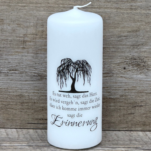 Kerze Trauer, Erinnerung - Trauerweide