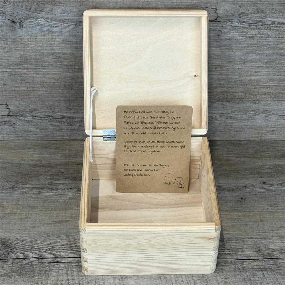 Erinnerungsbox Geburt, Aufdruck Waschbär, personalisiert