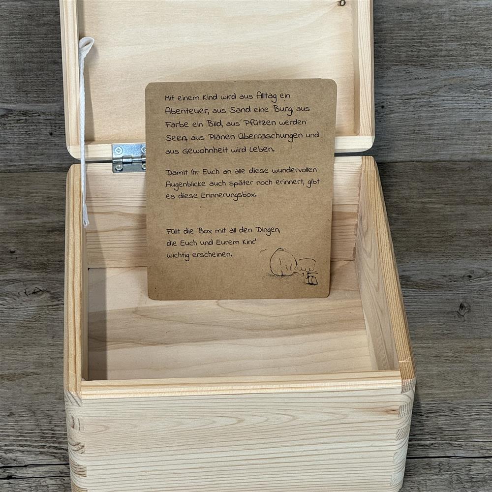 Erinnerungsbox Geburt, Aufdruck Waschbär, personalisiert