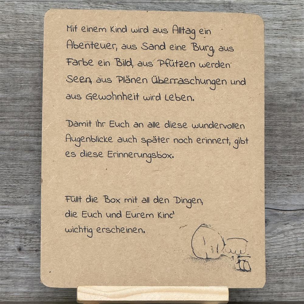 Erinnerungsbox Geburt, Aufdruck Waschbär, personalisiert