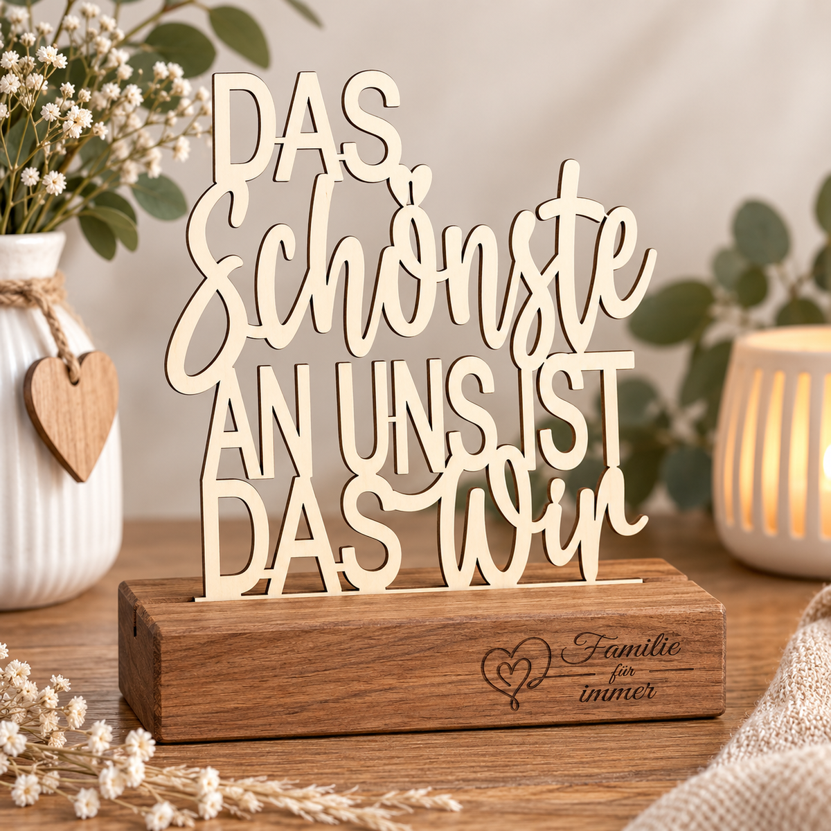 Deko Aufsteller - Das Schönste an uns ist das Wir | personalisiert