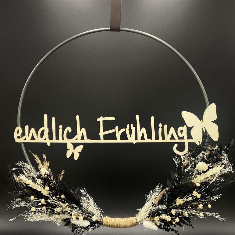 Flower Hoop schwarz-weiß, Ostern