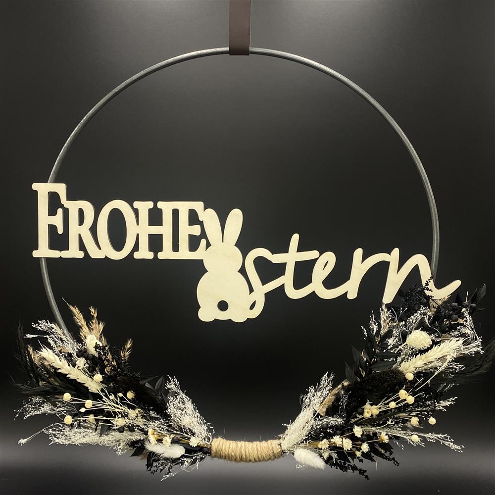 Flower Hoop schwarz-weiß, Ostern