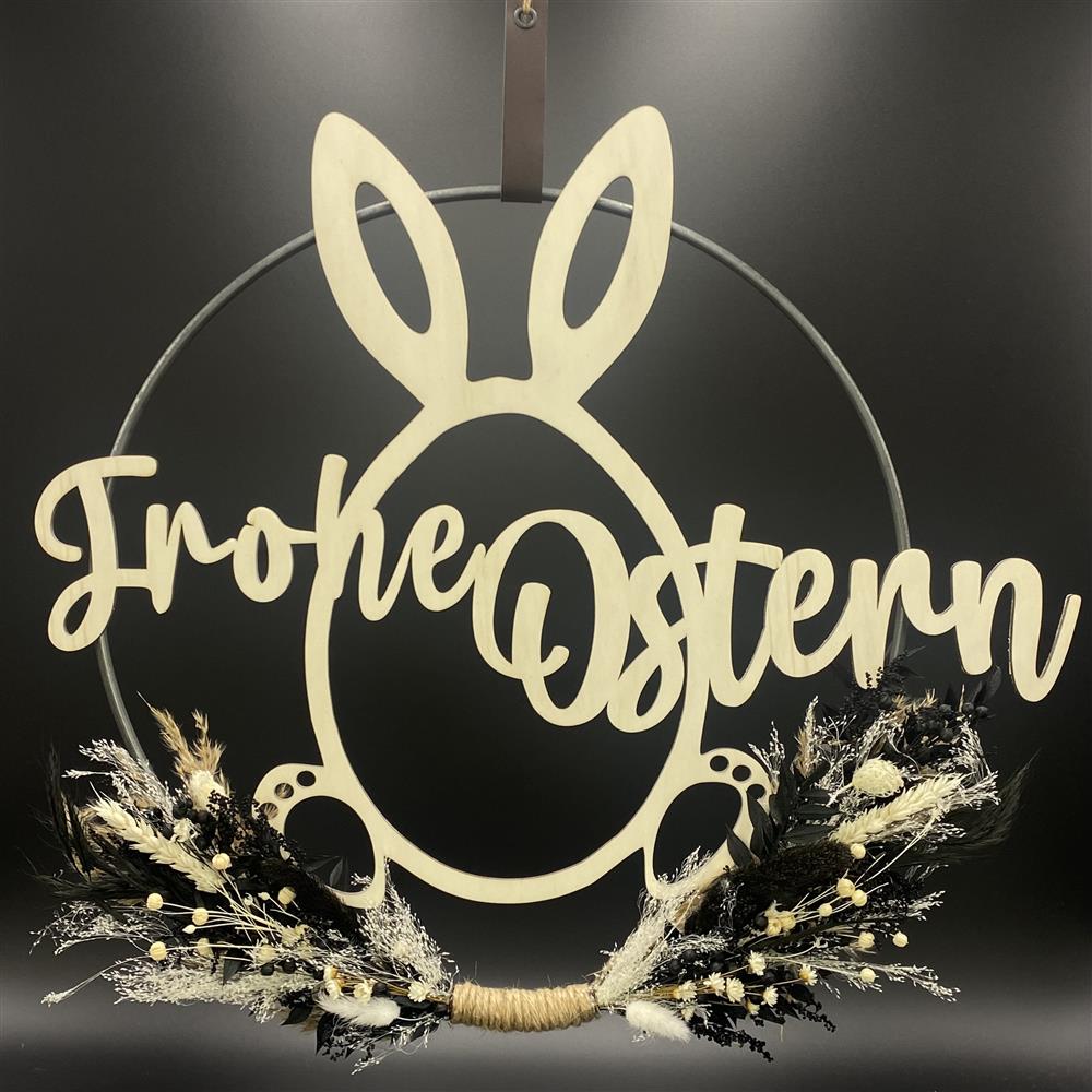 Flower Hoop schwarz-weiß, Ostern