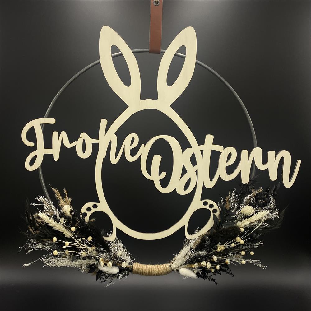 Flower Hoop schwarz-weiß, Ostern