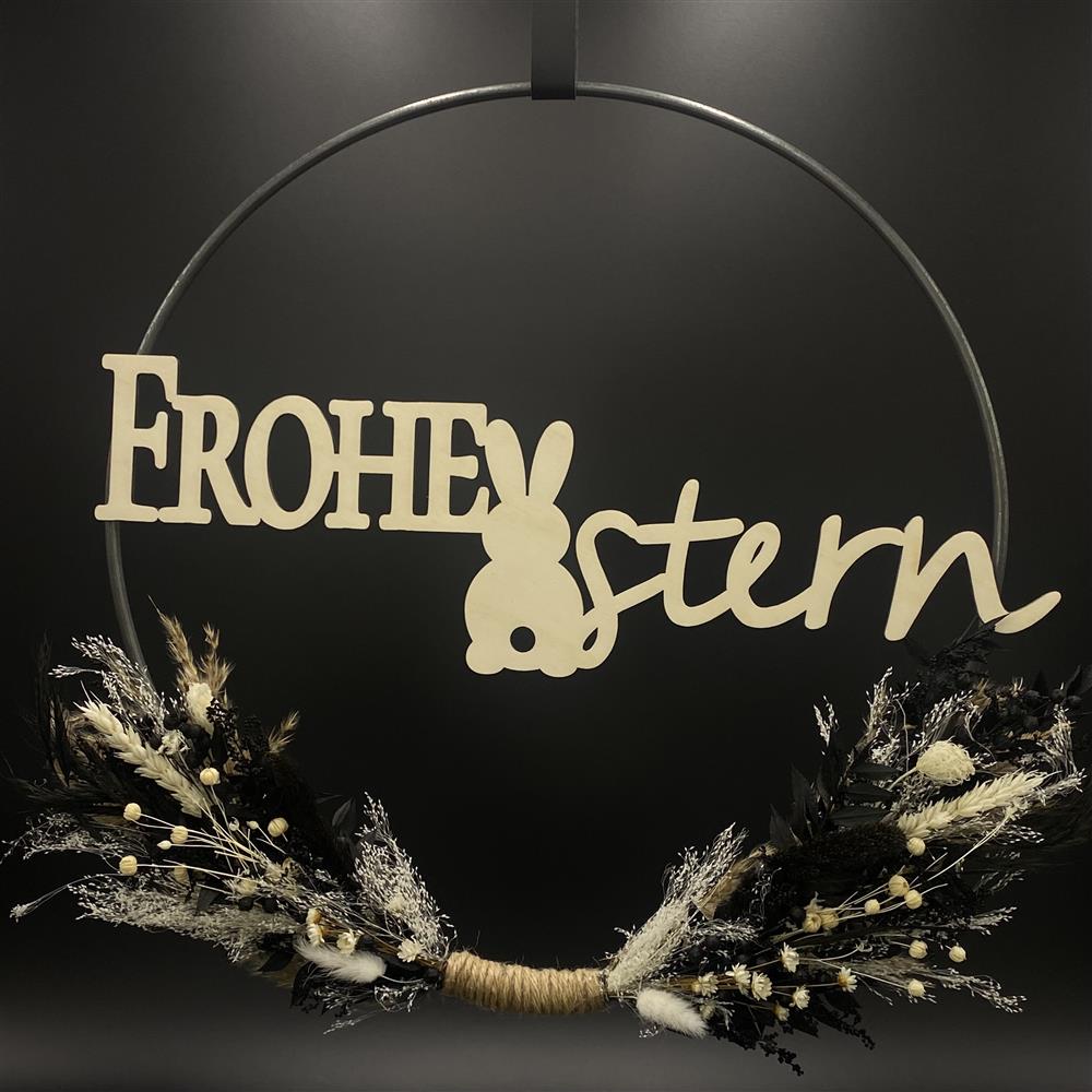 Flower Hoop schwarz-weiß, Ostern