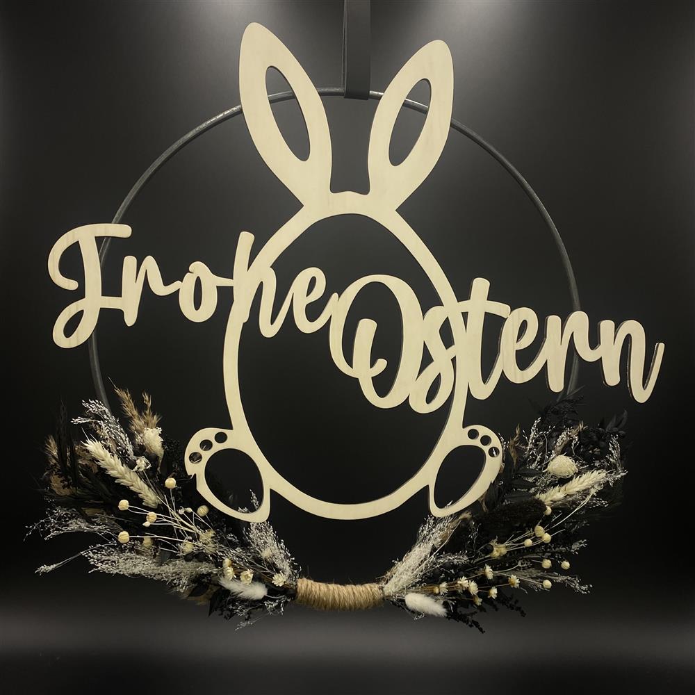 Flower Hoop schwarz-weiß, Ostern