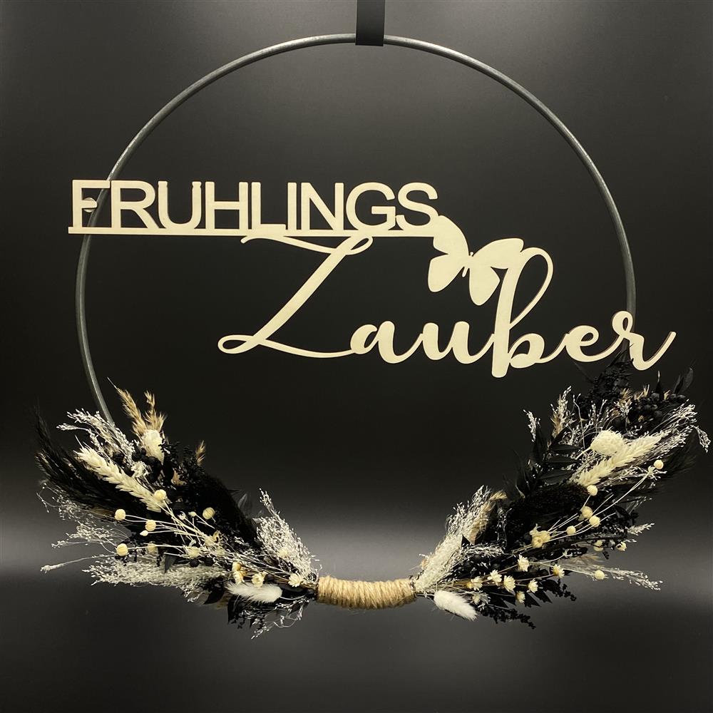 Flower Hoop schwarz-weiß, Ostern