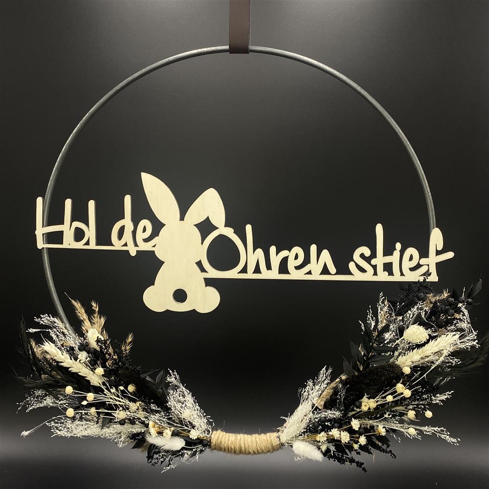 Flower Hoop schwarz-weiß, Ostern