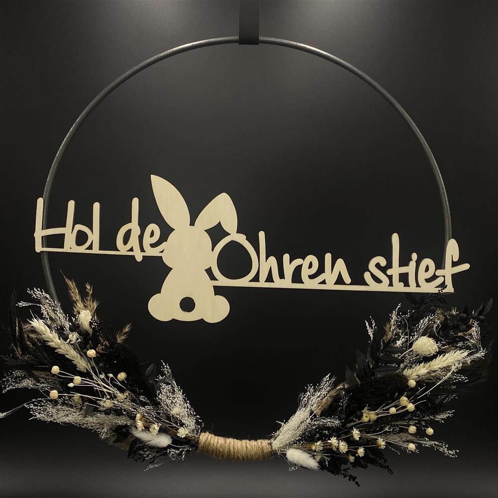 Flower Hoop schwarz-weiß, Ostern