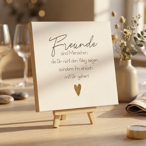 Wooden Block - Freunde mit Goldprägung