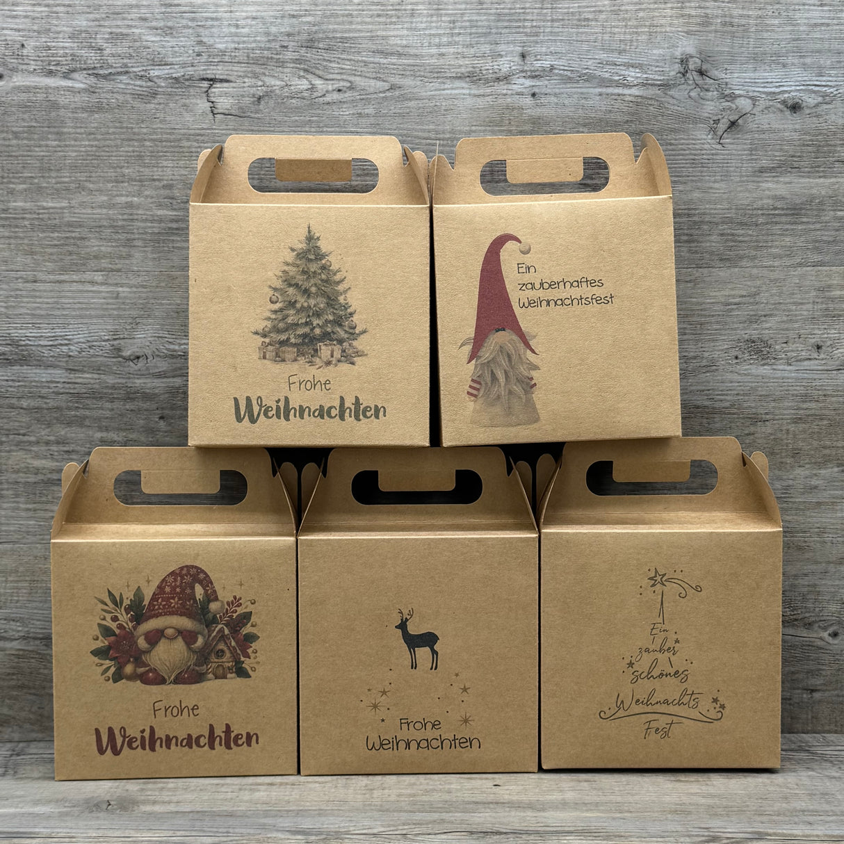 Giebelverpackung klein - Weihnachten, 5 Stück