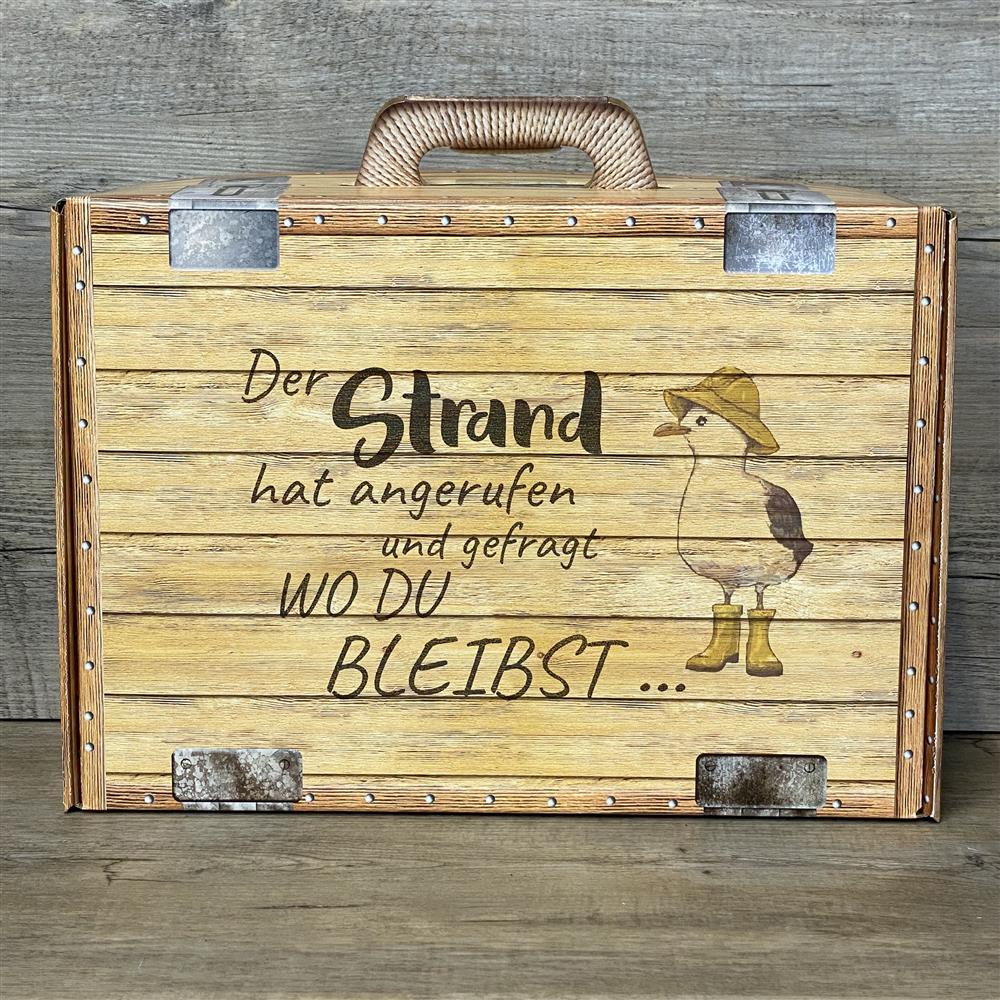 Geschenkkoffer holzoptik, klein, Der Strand hat angerufen....