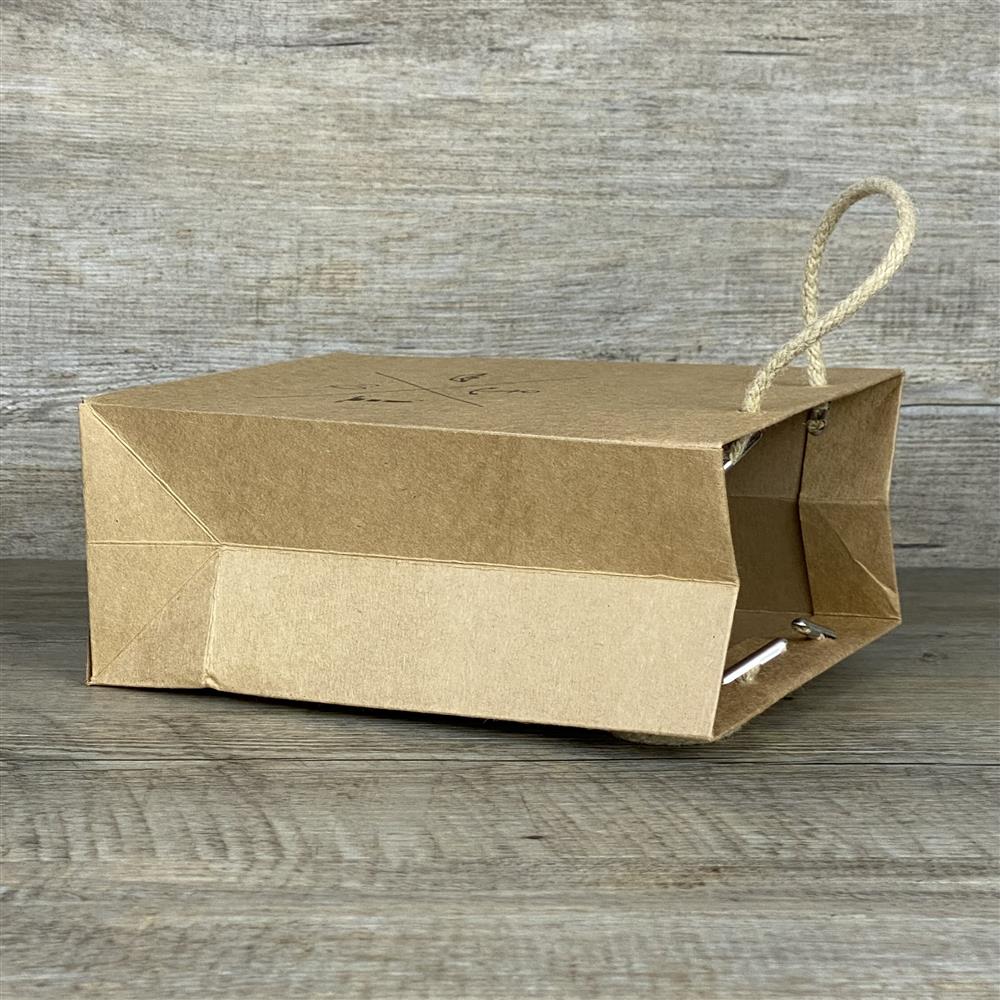 5er-Pack Kraftpapier-Geschenktüten mit Kordel, 225 g/m², Maße 19 x 15 x 8 cm. Dekorativer Aufdruck: Navigationskreuz. Perfekt als Geschenkverpackung für Geburtstage, Hochzeiten, Jubiläen, Weihnachten oder besondere Anlässe.