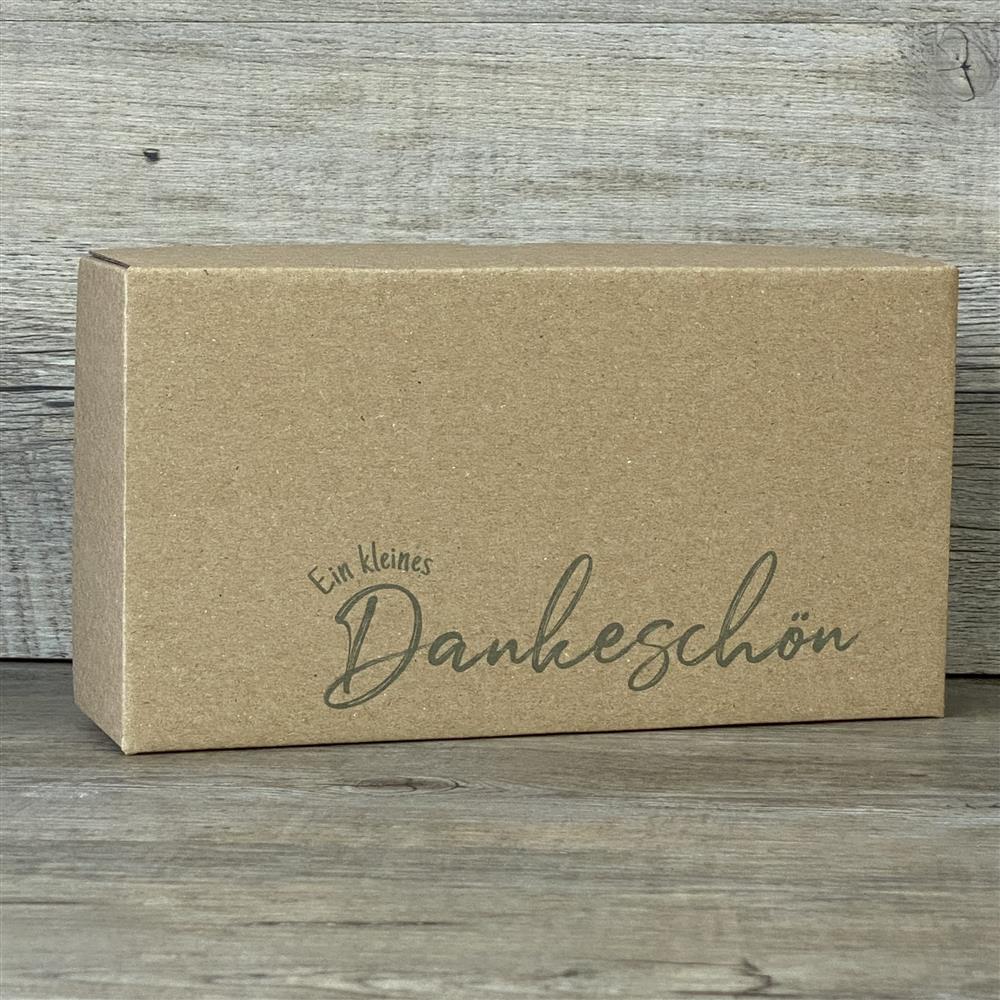 Hochwertiger Kraftkarton-Geschenkkarton, 5er-Set, 21 x 11 x 6 cm. Bedruckt mit „Ein kleines Dankeschön“. Perfekt für Aufmerksamkeiten, kleine Mitbringsel oder Geschenkideen.