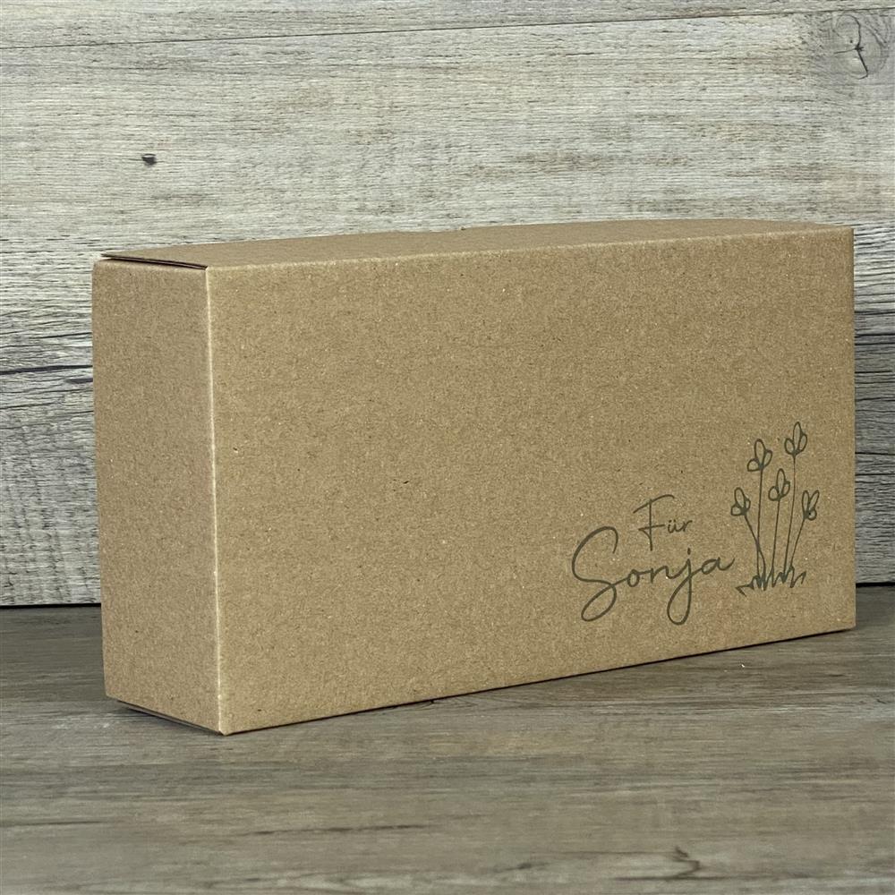 Geschenkverpackung 21x11x6cm, personalisiert, Blumen