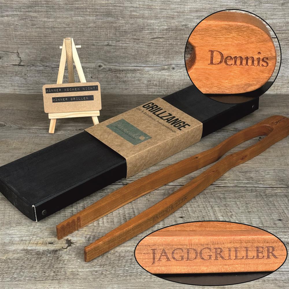 Grillzange, kirsche, 42 cm, Jagdgriller, personalisierbar