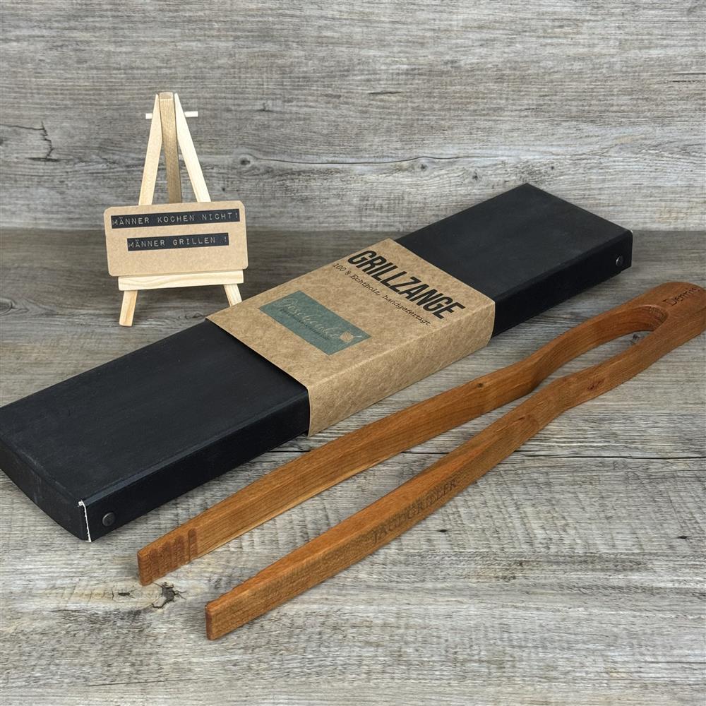 Grillzange, kirsche, 42 cm, Jagdgriller, personalisierbar