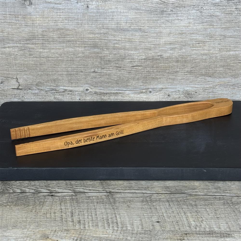 Grillzange, kirsche, 42 cm, Opa, der beste Mann am Grill, personalisierbar