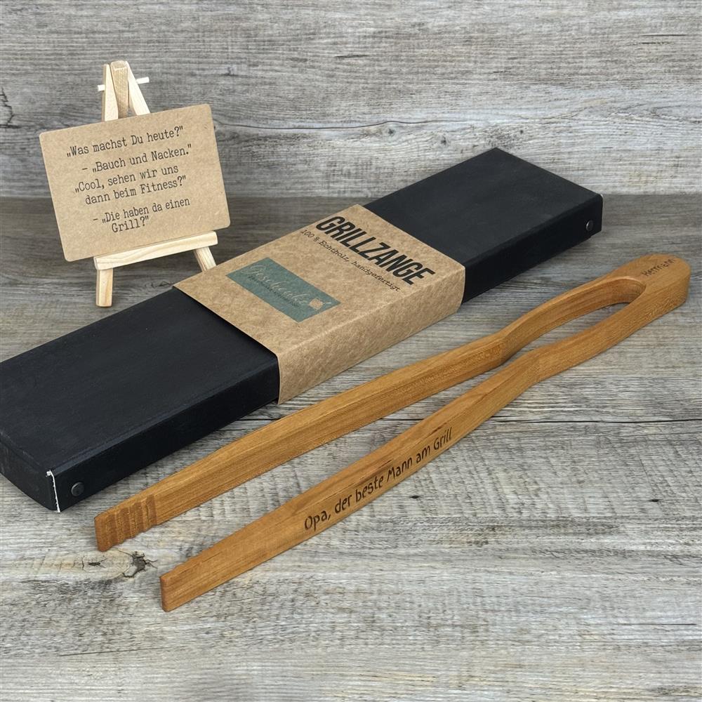 Grillzange, kirsche, 55 cm, Opa, der beste Mann am Grill, personalisierbar