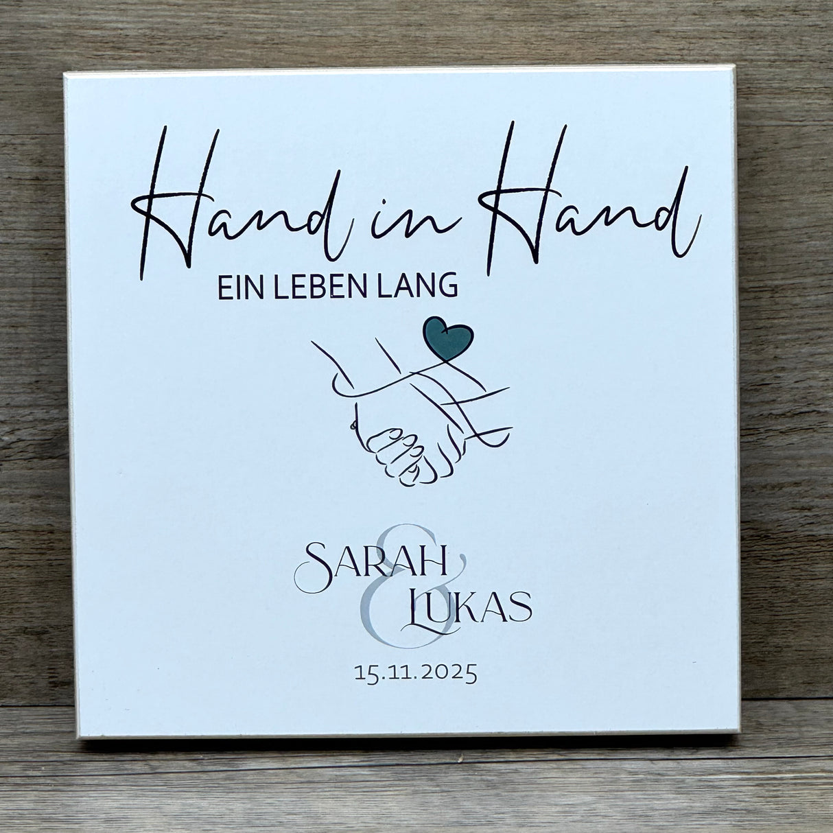 Wooden Block - Hand in Hand