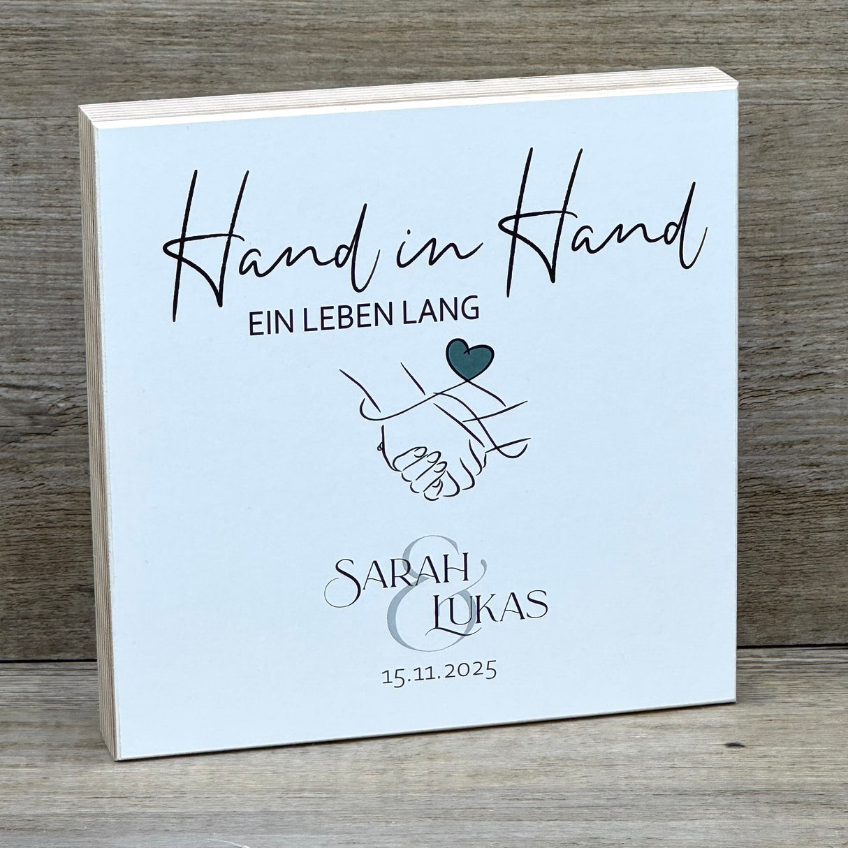 Wooden Block - Hand in Hand