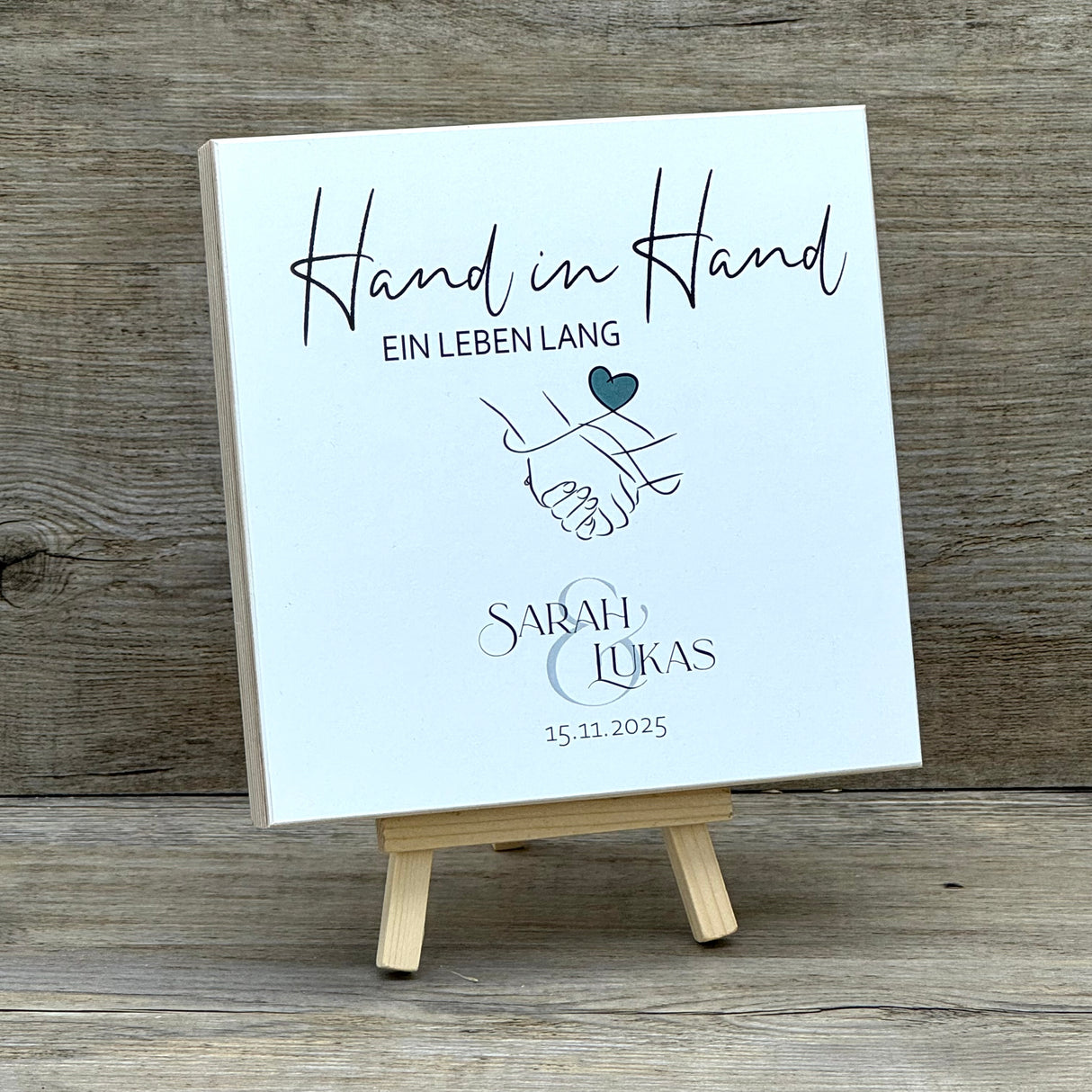 Wooden Block - Hand in Hand