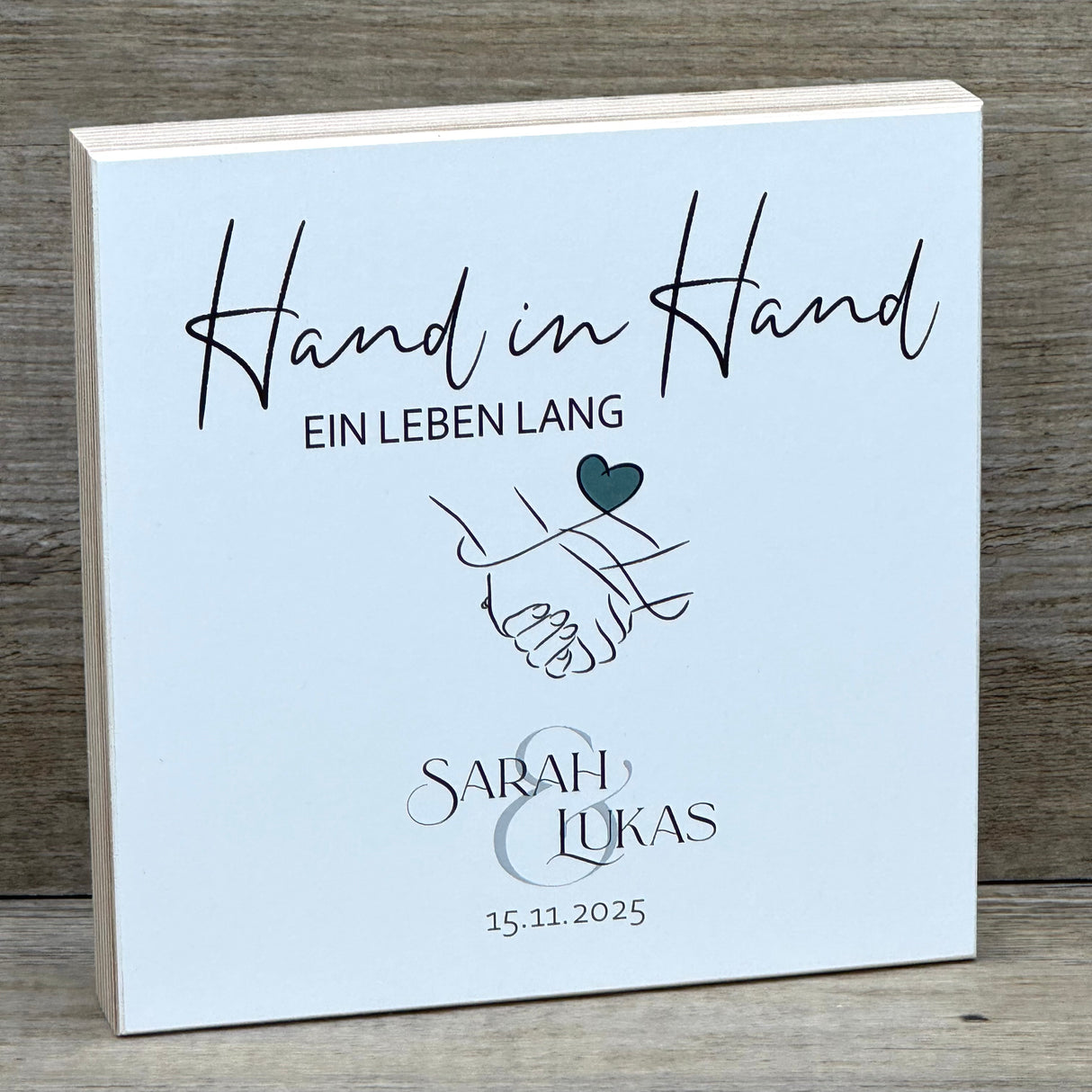 Wooden Block - Hand in Hand
