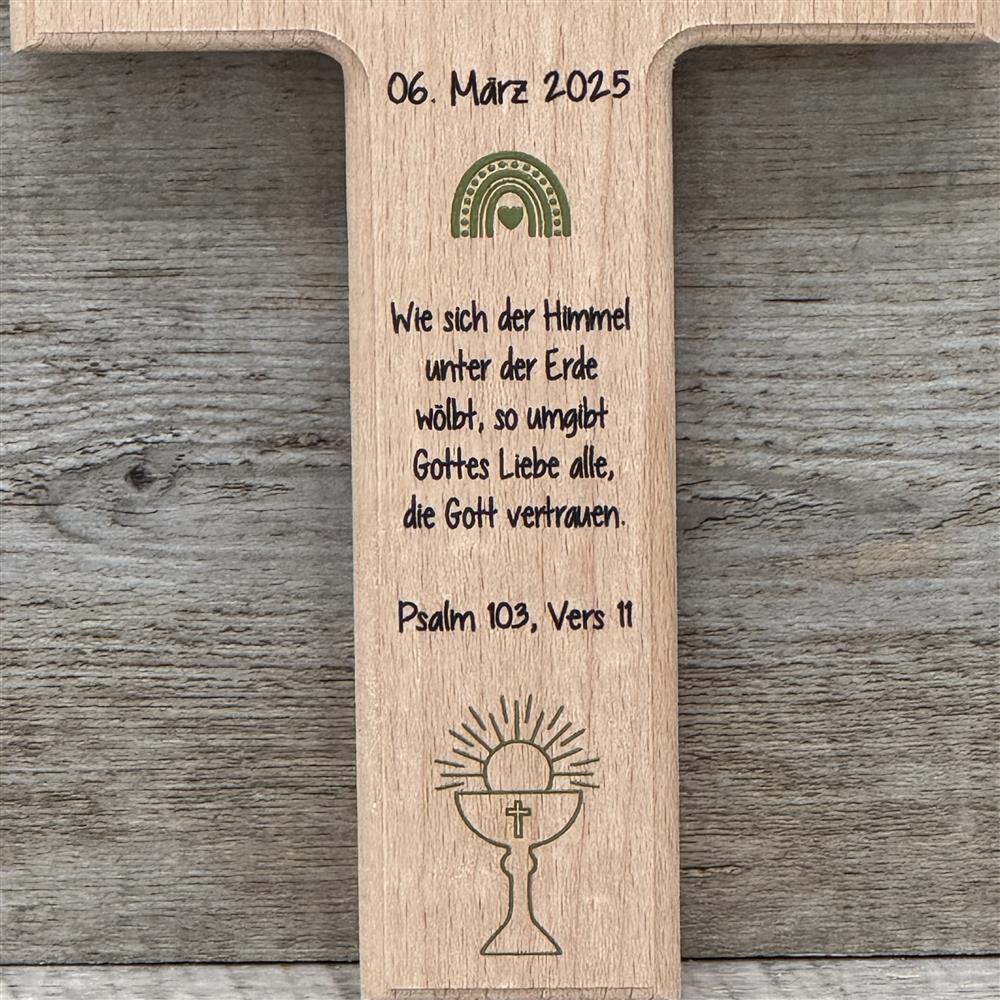 Holzkreuz, Firmung - Taube personalisiert