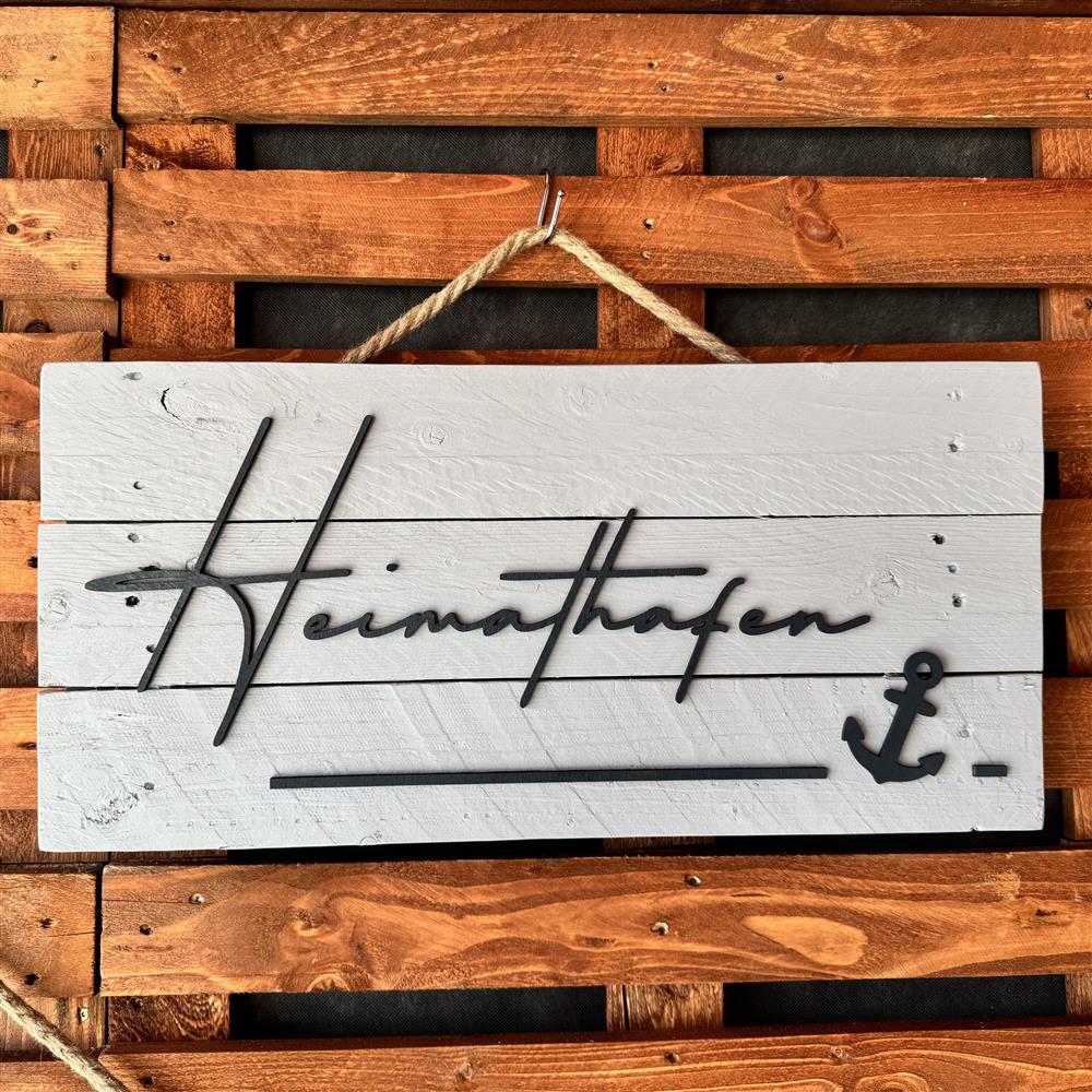 Holzschild Heimathafen - Anker