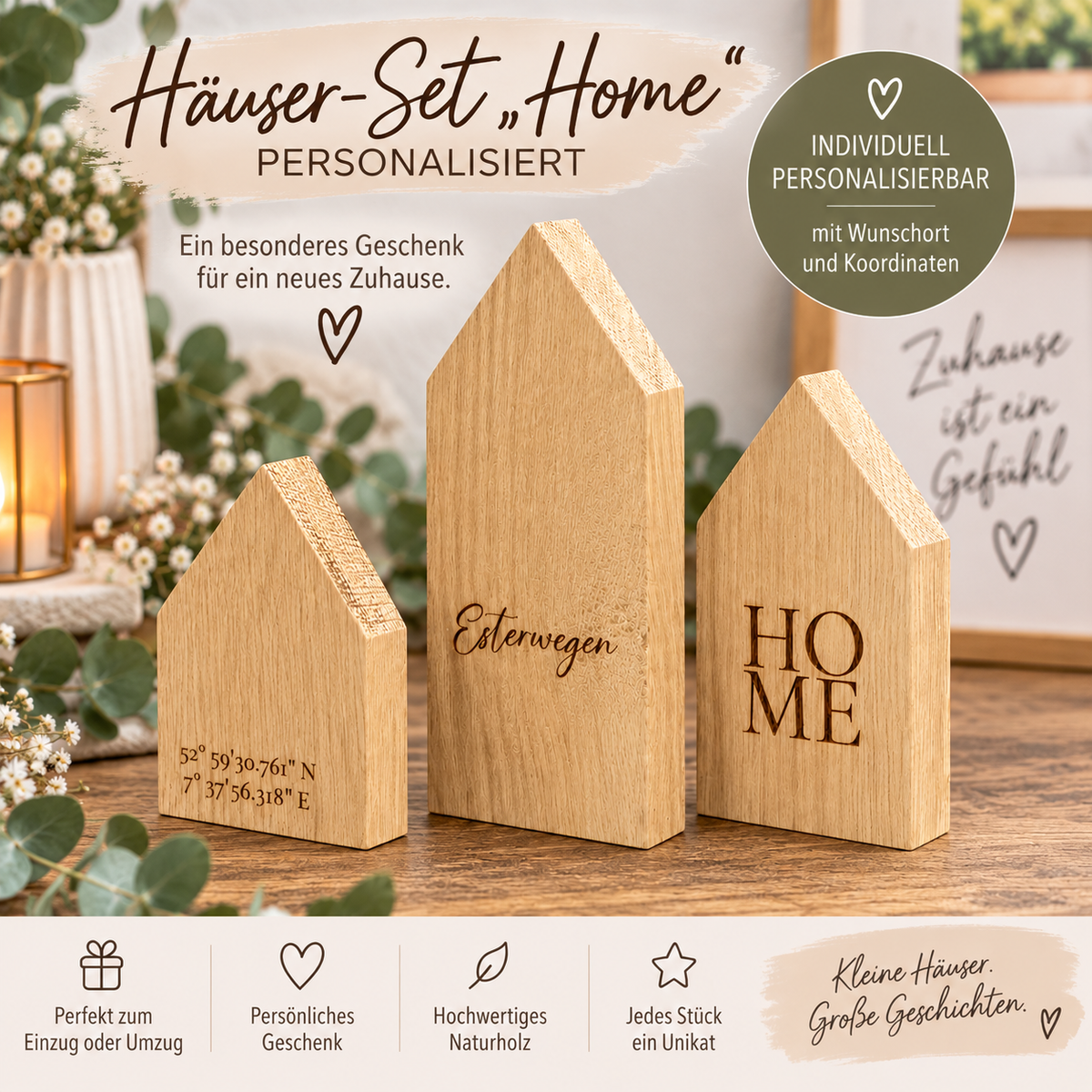 Häuser Set - Familie ist der Ankerplatz des Herzens | personalisiert