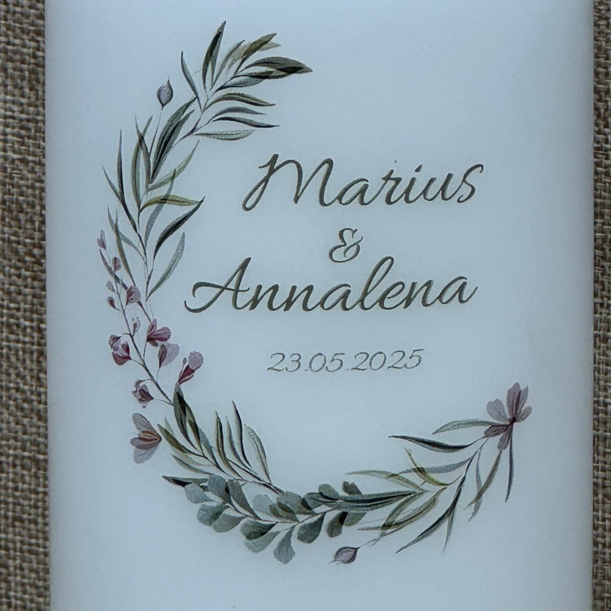 Personalisierte Hochzeitskerze mit Namen & Datum