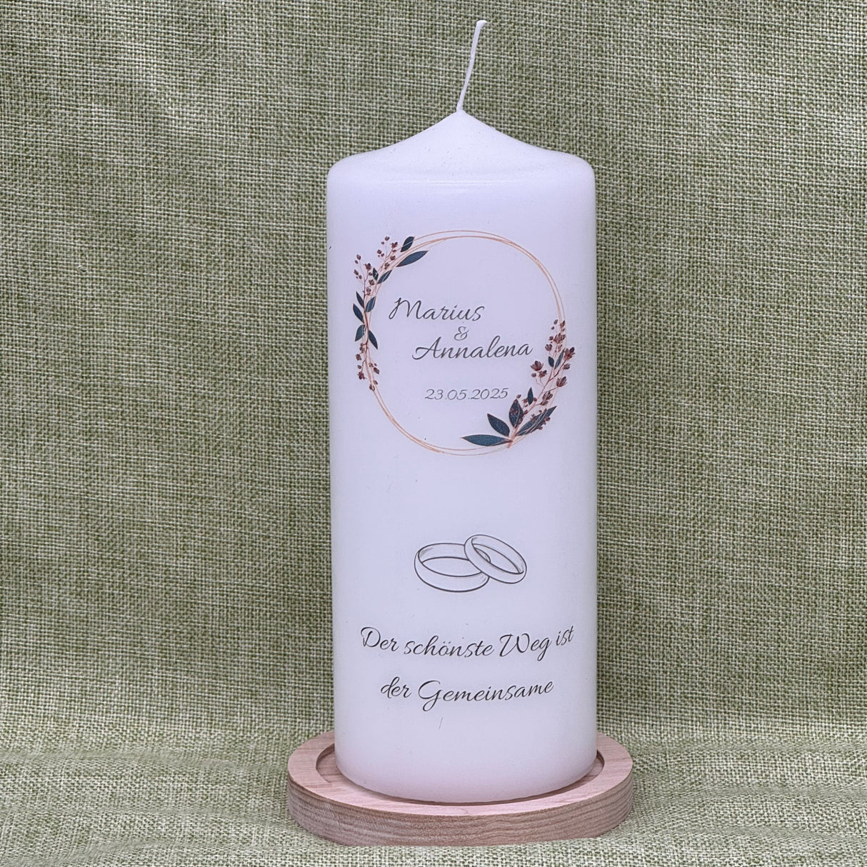 Personalisierte Hochzeitskerze mit Namen & Datum