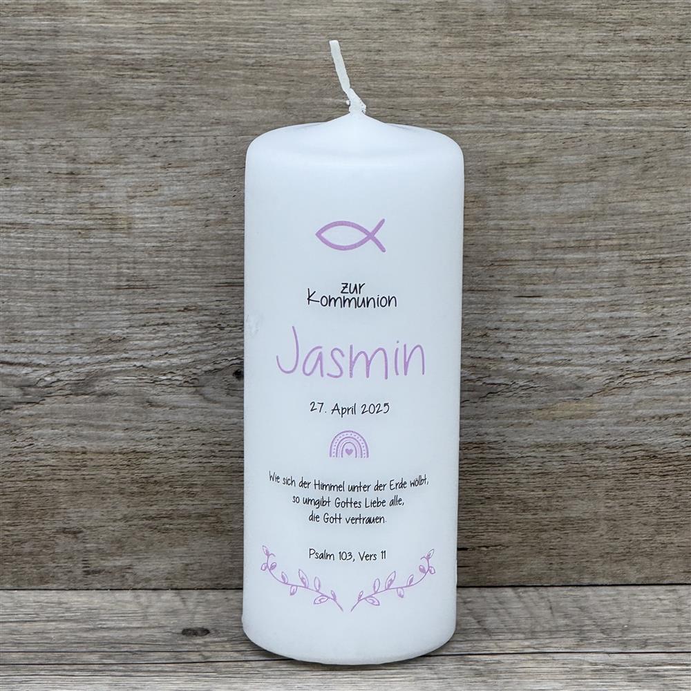 Kerze, Taufe - Fisch, personalisiert