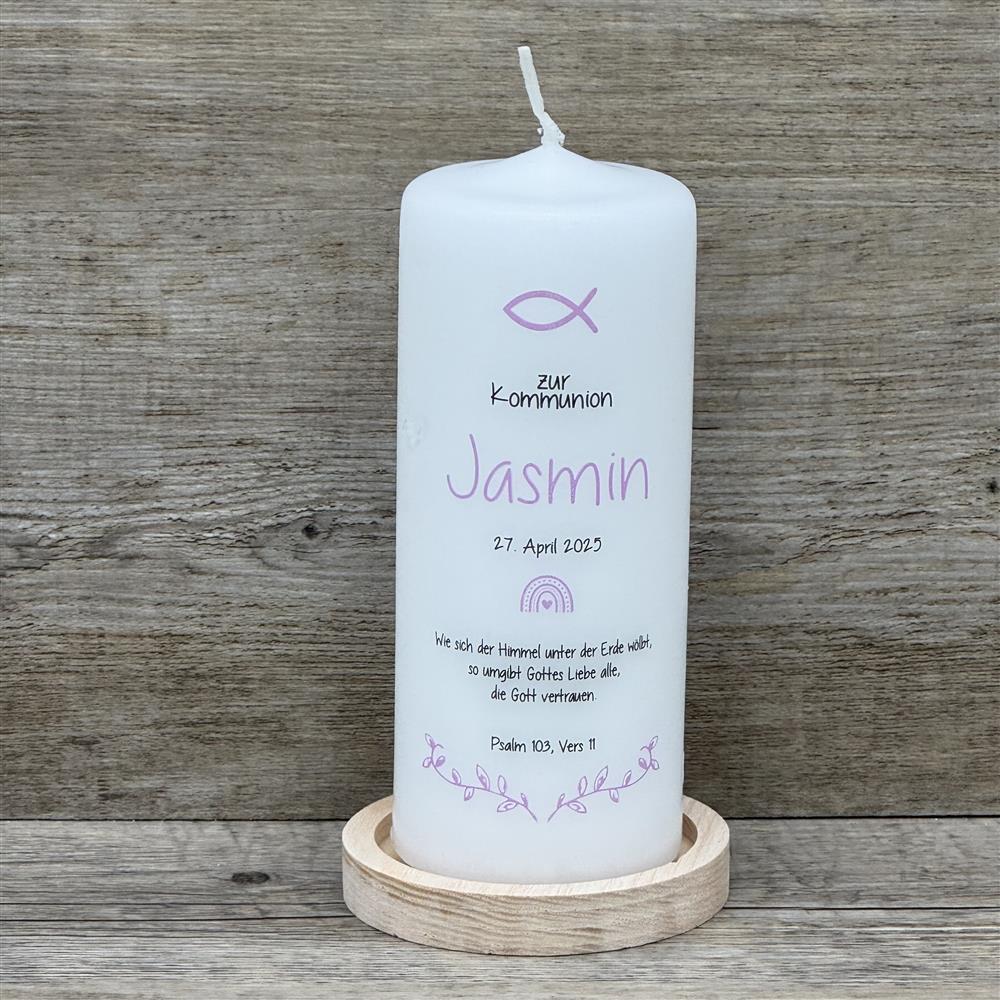 Kerze, Taufe - Fisch, personalisiert