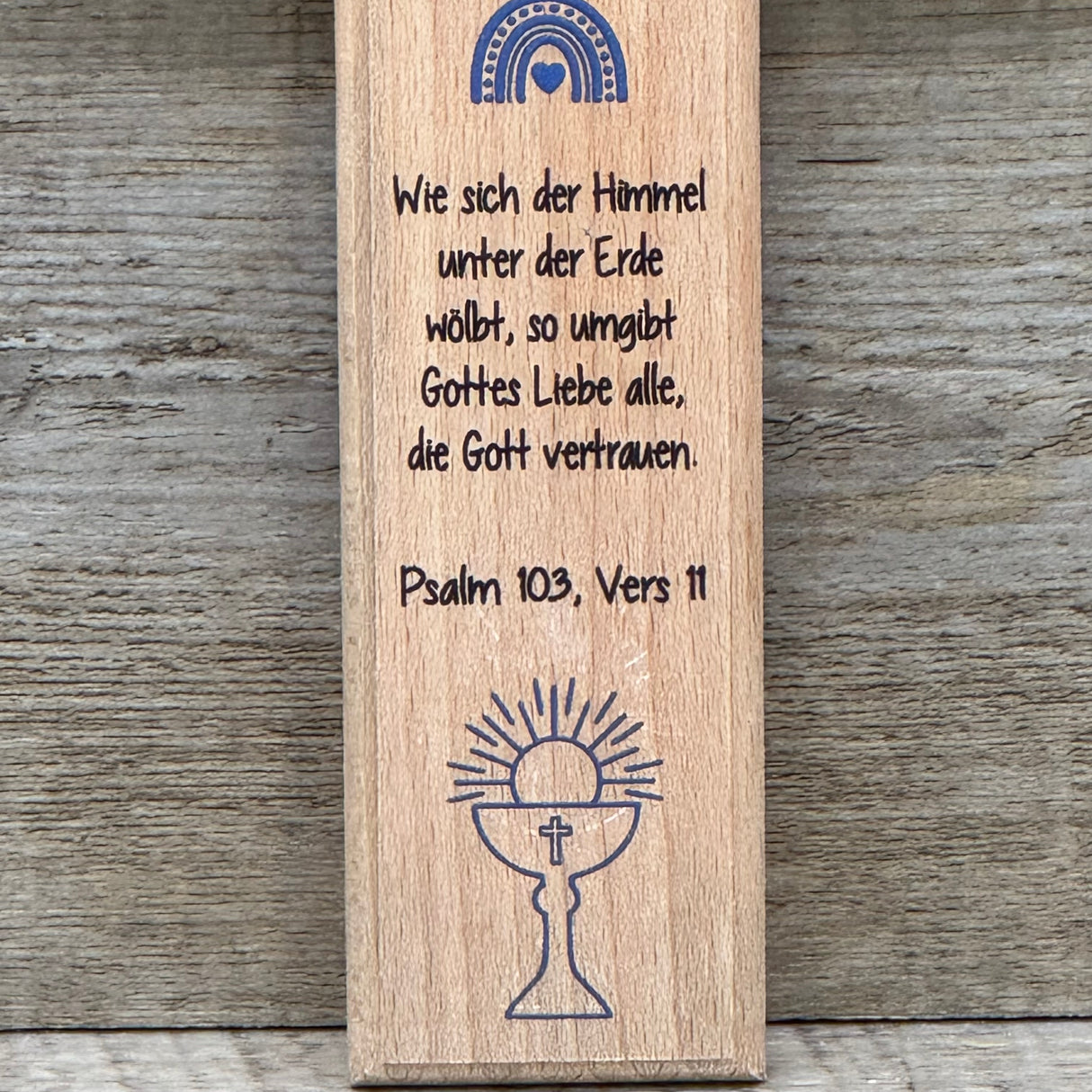 Holzkreuz, Kommunion - Fisch, personalisiert